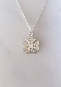 Celtic Iron Cross Necklace in sterling silver