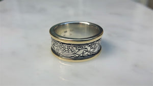 Zoomorphic Ring SS/14k size 9 & up width increase