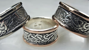 Birds in Sterling Silver with 14k gold raised borders